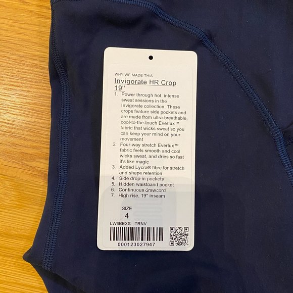 Lululemon Invigorate HR Crop 19" in Navy Blue - Picture 6 of 6